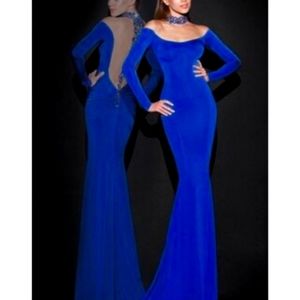 Tarik Ediz - Embellished Choker Illusion Long Gown